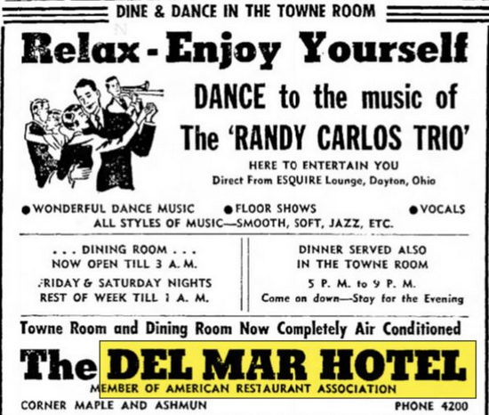 Del Mar Hotel - Nov 1952 Ad (newer photo)
